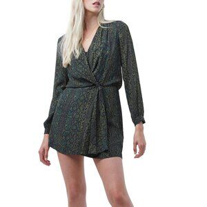 French Connection Ariel Drape Knot Long Sleeve Minidress - 12, Hawthorn Green